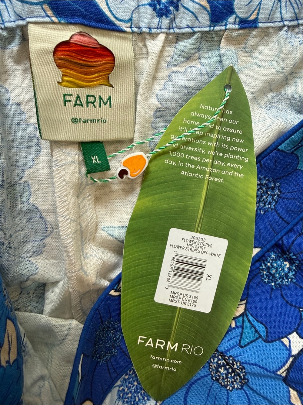 Farm Rio Flower Stripes set cropped top skirt NWT - Picture 6 of 12